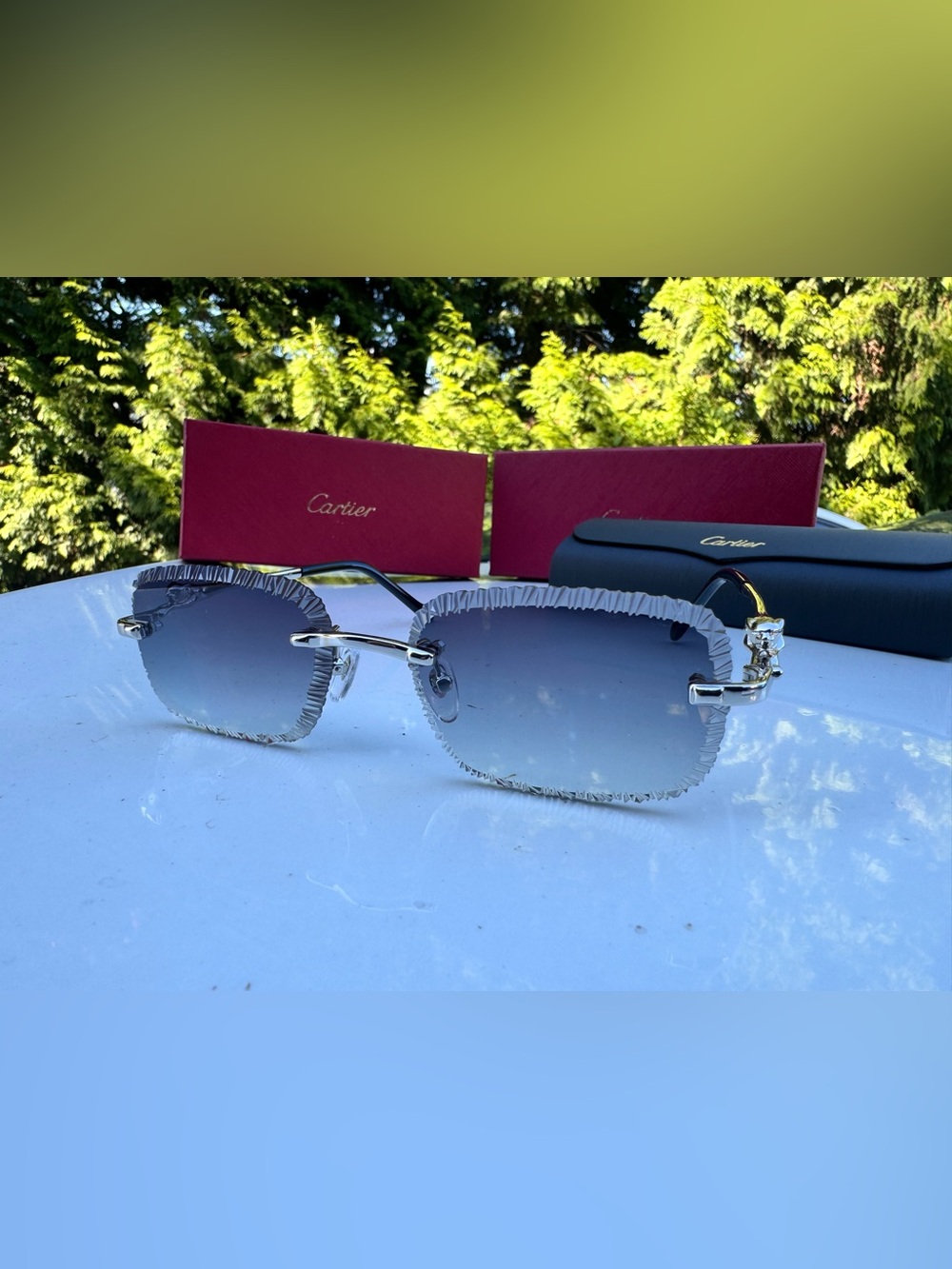 Cartier Rimless Sunglasses with Silver Gradient Lenses